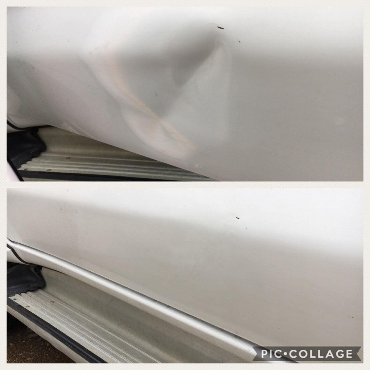 Before and after paintless dent removal comparison Hobart Tasmania