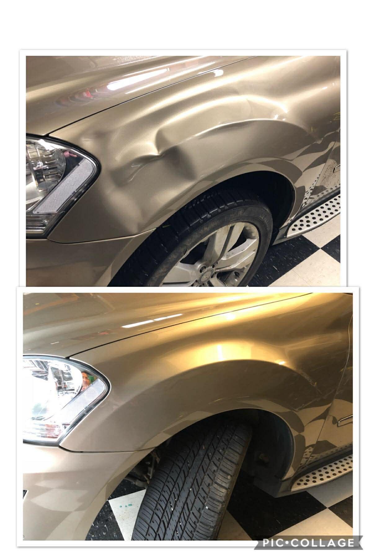 Before and after paintless dent removal comparison Hobart Tasmania