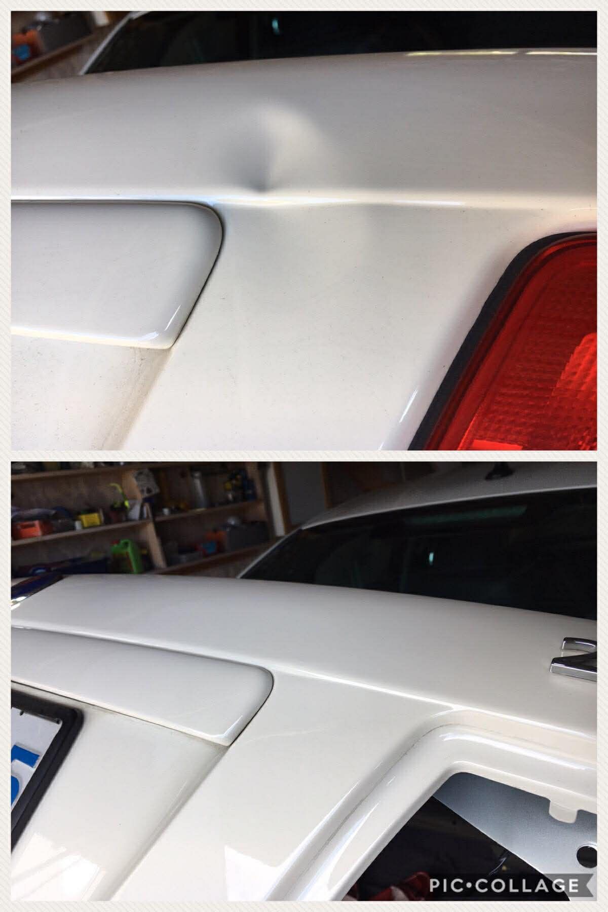 Before and after paintless dent removal comparison Hobart Tasmania